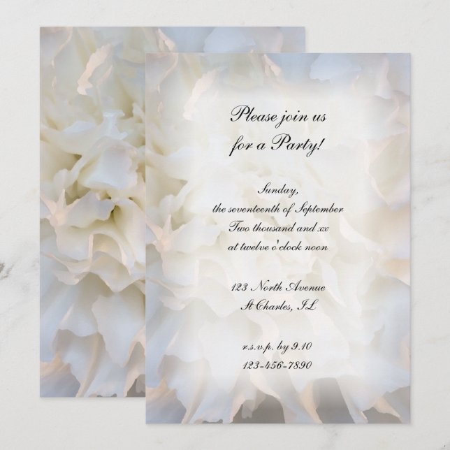 White Floral All Occasion Party Invitation (Front/Back)