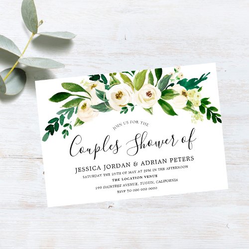 White Floral All Seasons Couples Shower Invitation
