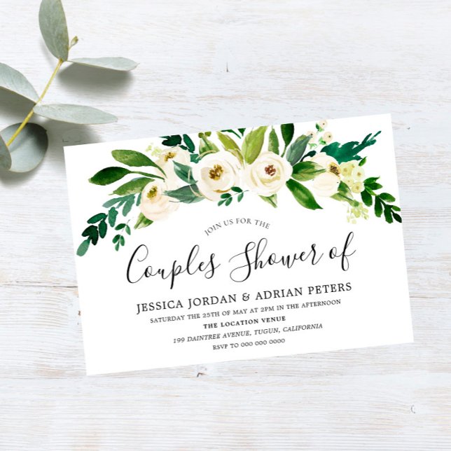 White Floral All Seasons Couples Shower Invitation (Creator Uploaded)