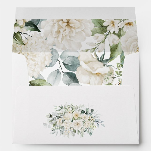 White Floral and Eucalyptus Wedding Envelopes (Creator Uploaded)