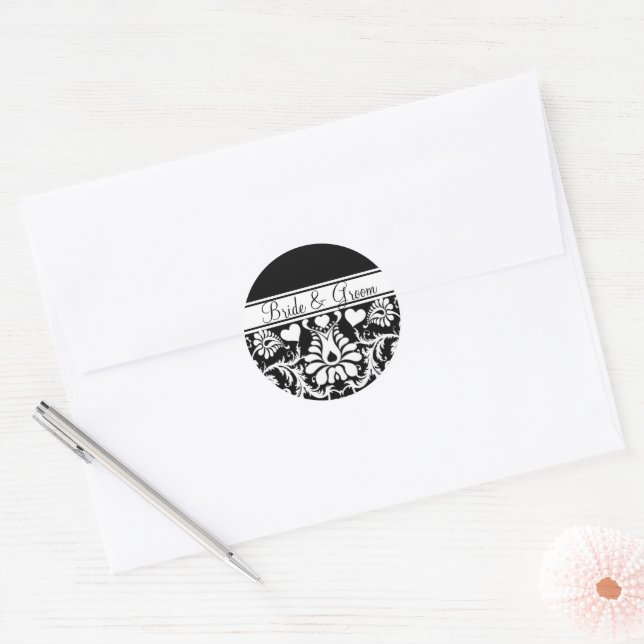 White Floral-Any Color Background Classic Round Sticker (Envelope)