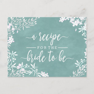 White Floral Any Color Bride Wedding Recipe Card