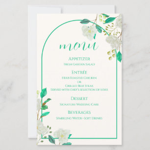 White Floral Arch Menu Card