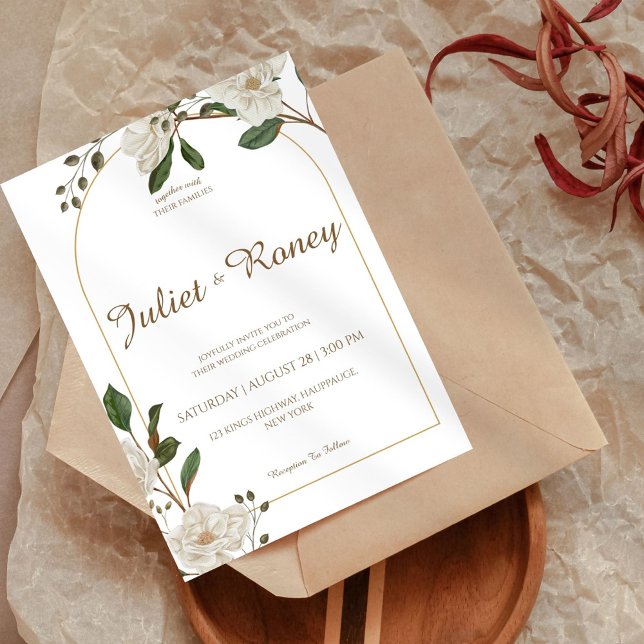 White Floral Arch Wedding Invitation (Creator Uploaded)