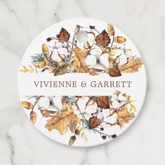 White Floral Autumn Fall Leaves Wedding Thank You Favor Tags | Zazzle