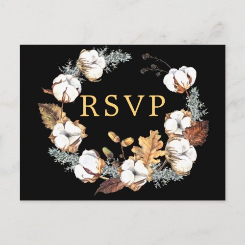 White Floral Autumn RSVP Postcard with Meal Choice