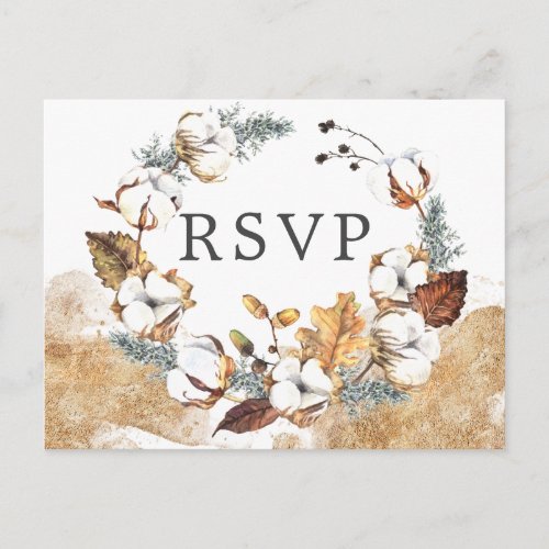 White Floral Autumn RSVP Postcard with Meal Choice