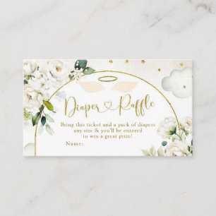 White Floral Baby Heaven Sent Diaper Raffle Enclosure Card