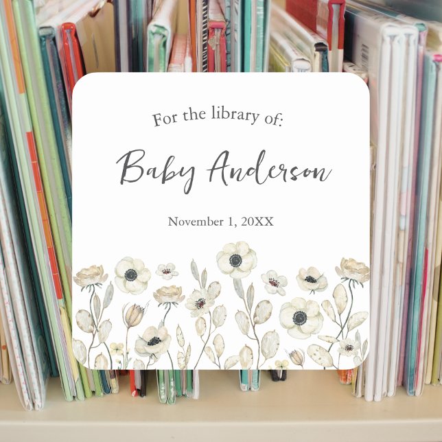 White Floral baby shower bookplate (Creator Uploaded)