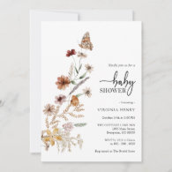 White Floral Baby Shower Invitation