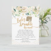 White Floral Baby Sprinkle by mail baby shower Invitation (Standing Front)