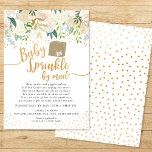 White Floral Baby Sprinkle by mail baby shower Invitation