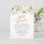 White Floral Baby Sprinkle Invitation (Standing Front)
