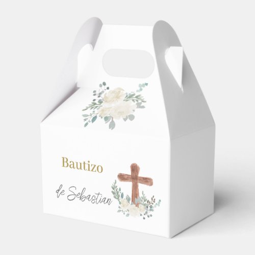 White floral Baptism Favor Boxes