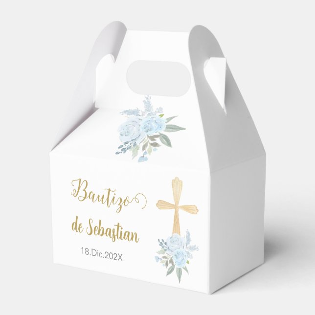 White floral Baptism Favor Boxes (Front Side)