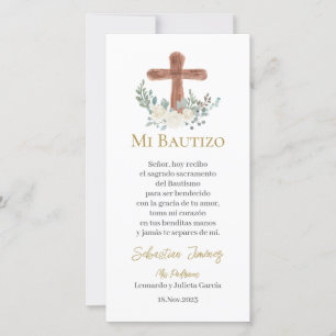 White floral Baptism Thank You Card