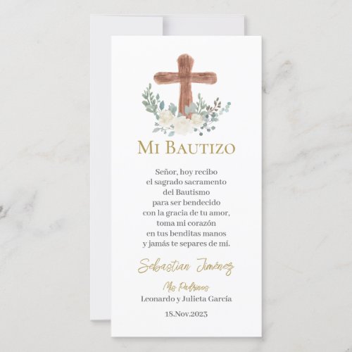 White floral Baptism Thank You Card