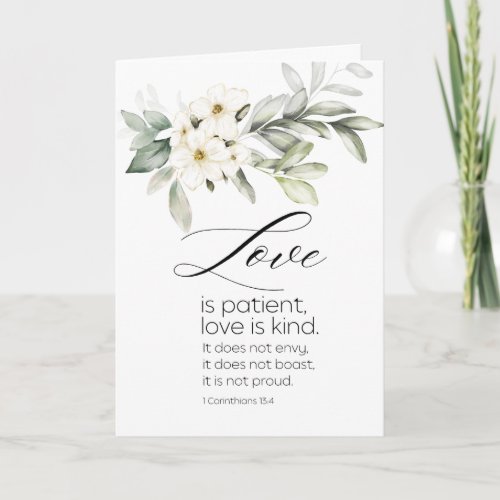 White Floral Bible Verse Wedding Congratulations Card