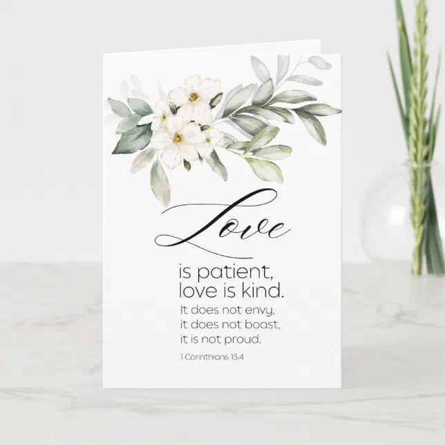 White Floral Bible Verse Wedding Congratulations Card Zazzle 6686