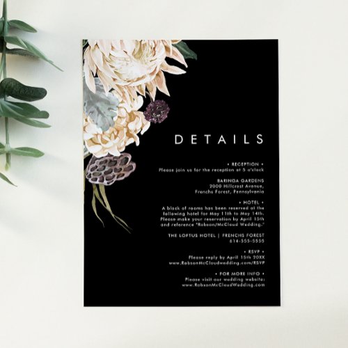 White Floral  Black Details Enclosure Card
