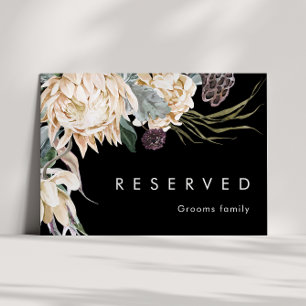 White Floral Black Reserved Sign