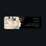 White Floral | Black Return Address Label<br><div class="desc">We designed this White Floral | Black return address label to complete your rustic dark tropical wedding. With its bohemian watercolor greenery to its modern boho winter flowers, including protea, dahlia, and dried lotus, the design is sure to set off your moody, minimalist black and green theme. Change the text...</div>