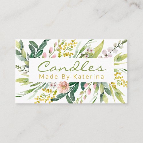 White Floral Bloom Handmade Candle  Soy Wax Melt Business Card