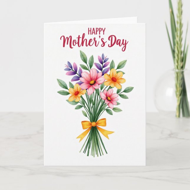 White Floral Bouquet Card (Front)