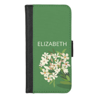 White Floral Bouquet Custom Name iPhone 8/7 Wallet Case