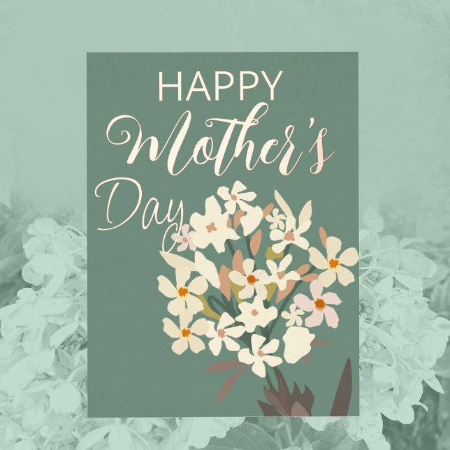 White Floral Bouquet / Mother's Day Foil Holiday Postcard (Creator Uploaded)