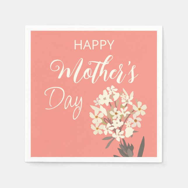 White Floral Bouquet / Mother's Day Napkins (Front)