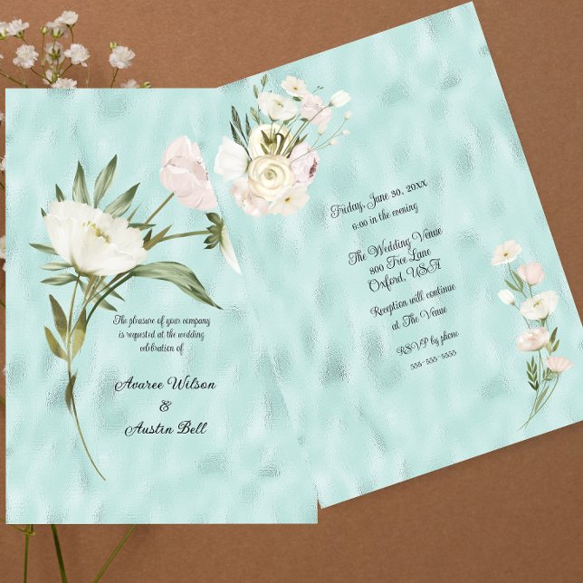 White Floral Bouquet On Shiny Turquoise (Creator Uploaded)