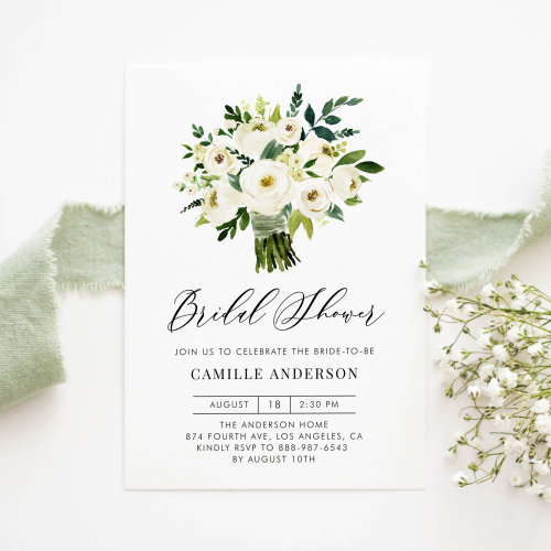 White Floral Bouquet Spring Bridal Shower