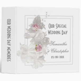 White floral bouquet wedding 3 ring binder