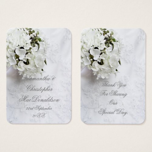 White floral bouquet wedding thank you tag