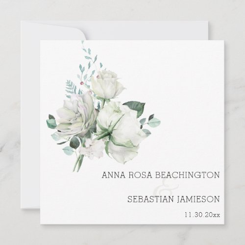  White Floral Bouquets AR15 QR RSVP Wedding   I Invitation