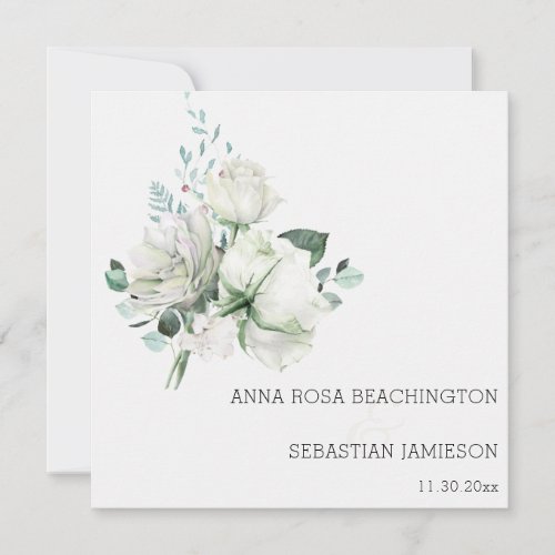  White Floral Bouquets AR15 QR  RSVP Wedding Invitation