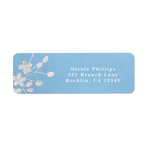 White Floral Branch Blue Bridal Shower Invitation Label