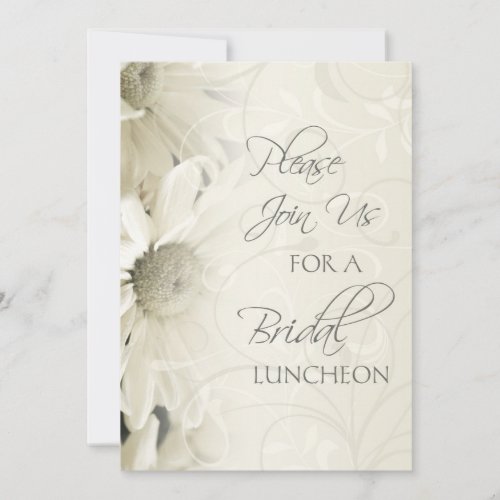 White Floral Bridal Luncheon Invitation Cards
