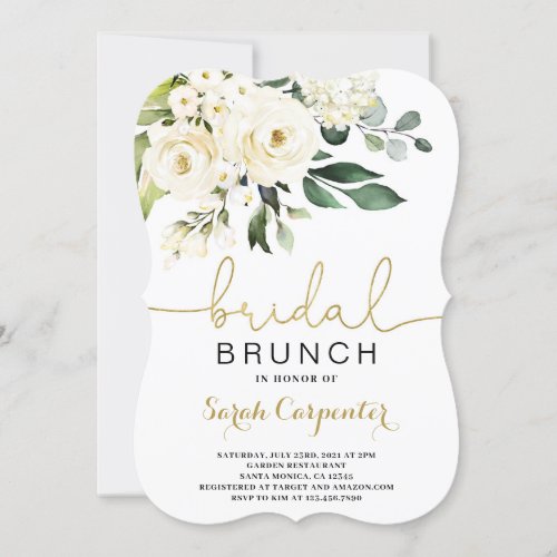 White floral Bridal Shower Brunch invitation