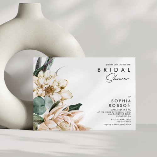 White Floral Bridal Shower Invitation