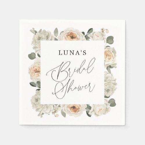 White floral Bridal Shower  Napkins