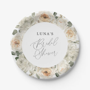White floral Bridal Shower Paper Plates