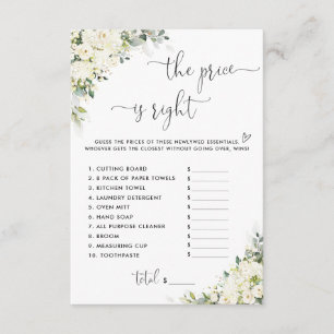 White Floral Bridal Shower Shoe Game Card