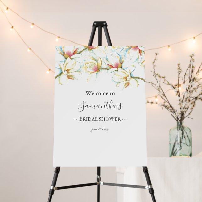 White Floral Bridal Shower Sign (In Situ (Stand))