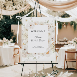 White Floral Bridal Shower Welcome Foam Board