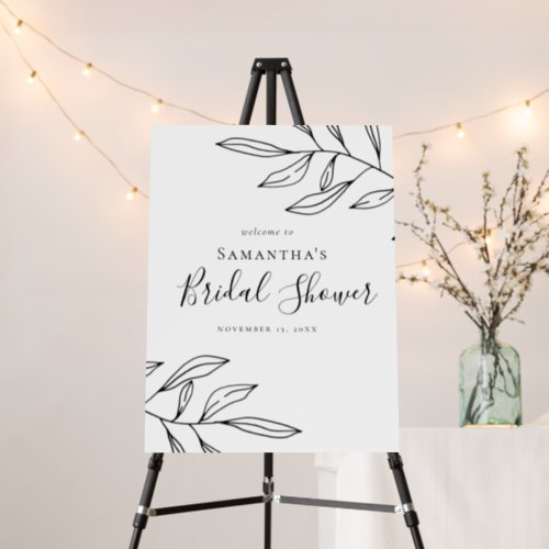 White Floral Bridal Shower Welcome Sign