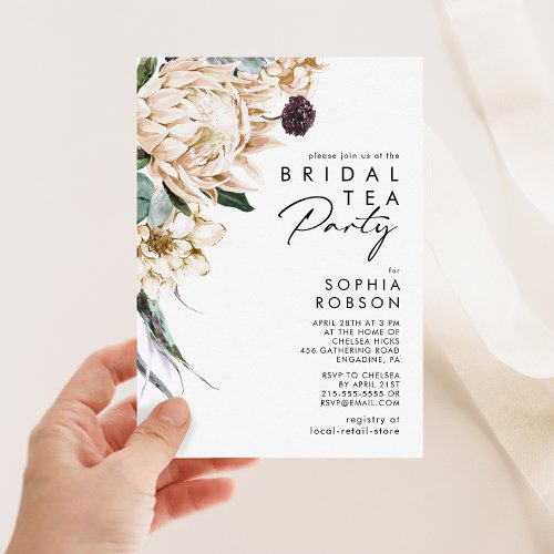 White Floral Bridal Tea Party Invitation