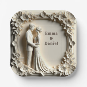 🤍 White Floral Bride And Groom Wedding Theme 🤍 Paper Plates