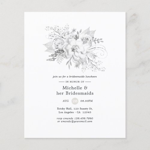 White Floral Bridesmaids Luncheon Invitation Flyer